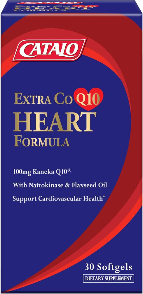 CATALO Extra CoQ10 Heart Formula, 100mg Coenzyme Q10, Organic Flaxseed Oil, 60 Softgels