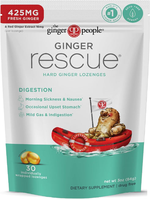 The Ginger People Ginger Rescue Digestive Wellness Lozenges (Hard) | Regular Strength