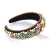 Rhinestone Padded Headband, Baroque Crystal Embellished Hairbands, Colorful Beaded Fashion Hair Hoop Accessory