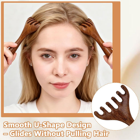 SXoonKing (2 Wooden Massage Tools - Head Massager Scalp Massage Comb for Deep Relaxation and Stress Reduction, Manual