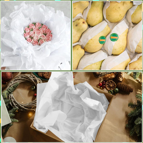 RYKOMO 500 Sheets 15 x 20 Inch White Acid-Free Tissue Paper for Gift Bags, Packaging, and Clothing Preservation