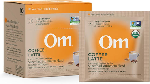 OM MUSHROOM SUPERFOOD Coffee Latte Blend Functional Mushroom Powder with Lions Mane,