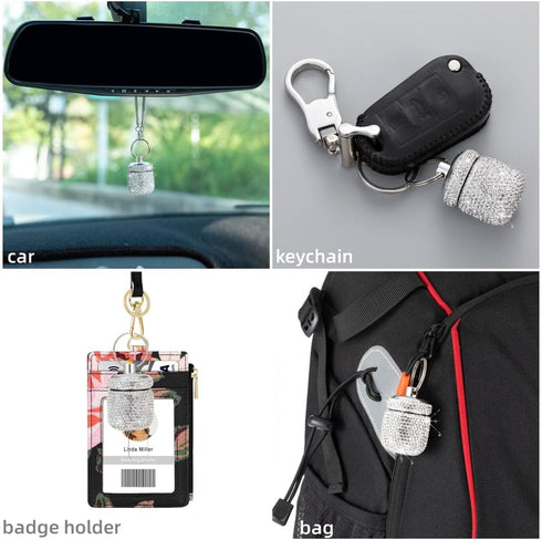Bling Small Pill Organizer Travel Keychain Waterproof Pill Box for Purse, Portable Medicine Holder with Key Chain