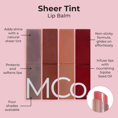 MCoBeauty Sheer Tint Lip Balm, Bella Vita, Nourishing Tint for Luscious Lips, Vegan & Cruelty Free