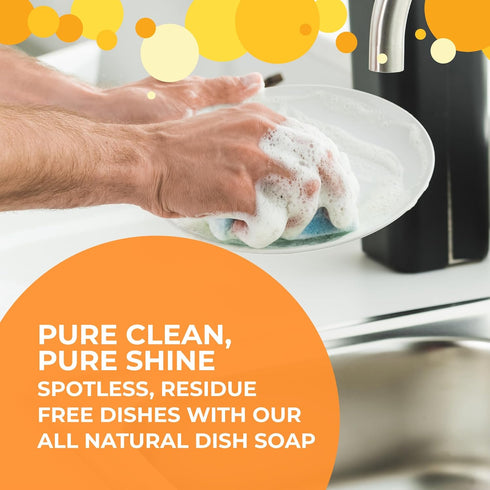 Liquid Dish Soap, EcoGarantie Certified 100% Organic, 24.6 fl oz Pack of Three, Organic Orange Essential Oil