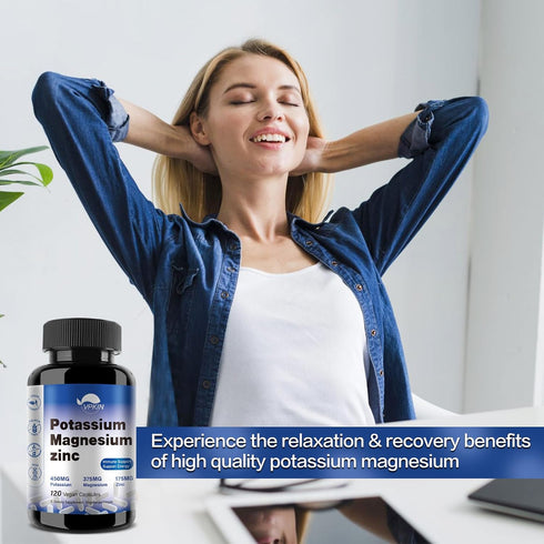 Potassium Magnesium Supplement 1000mg - Supports Vascular, Bone, Heart, Muscle & Nerve Health - 120 Capsules