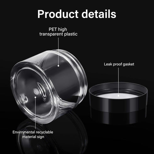 Patelai 4 Pieces Round Leak Proof Plastic Container Jars with Lids, 6 Ounce for Travel Storage Makeup, Black