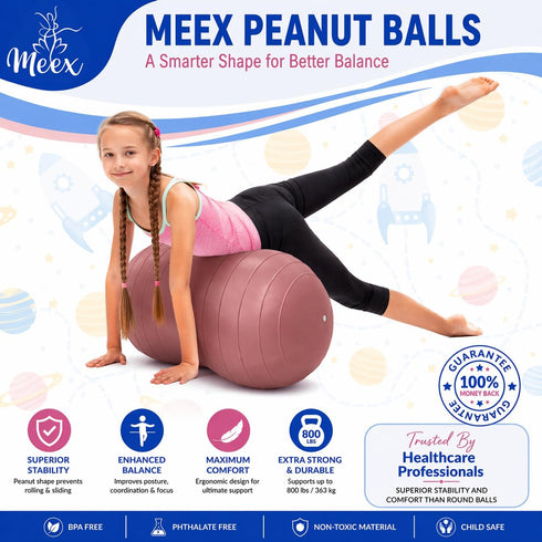 Meex Sensory Peanut Ball for Kids Therapy and Exercise - Enhance Balance, Motor Skills and Physical Therapy Calming