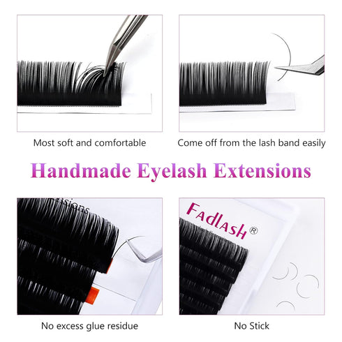 Lash Extensions Regular Volume Mixed Tray, 0.03 B Curl 8-14mm Premium Mink Silk Eyelash Extensions