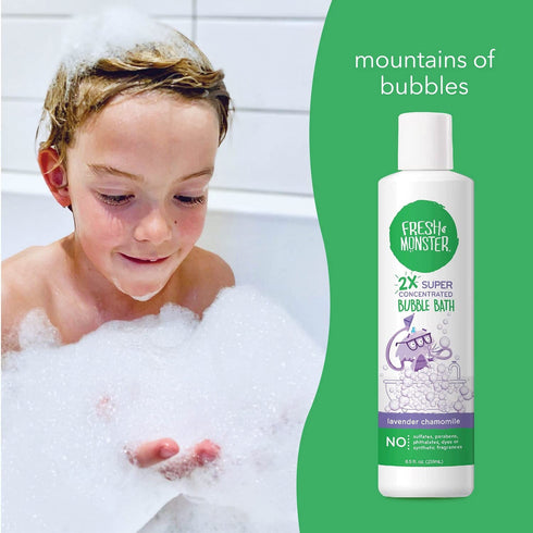 Fresh Monster Kids Foaming Bubble Bath, Hypoallergenic Natural for Kids & Toddlers, Soothing Lavender