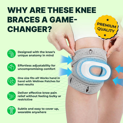 Wellnee Knee Brace with Silicone Padding - Wellknee Compression Sleeve for Men & Women - Joint Support that Massages