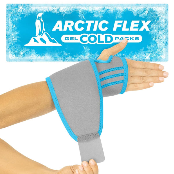 Arctic Flex Wrist Ice Pack Wrap, Refreezable Gel Compression Support for Injuries, Reusable for Pain Therapy
