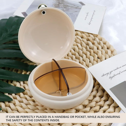 LCJAOF 4 Pill Organizer Times a Day, Weekly Round Pill Box with Removable Compartments - Spill-Proof Portable Travel