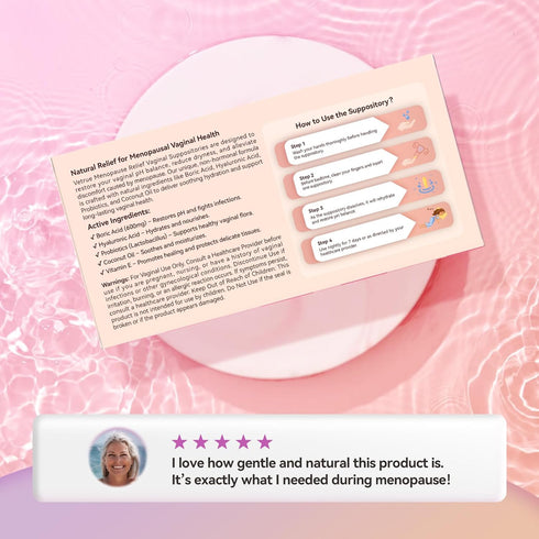 vetrue Discomfort(12 Menopause Relief Vaginal Suppositories, Non-Hormonal, All-Natural Formula with Boric Acid