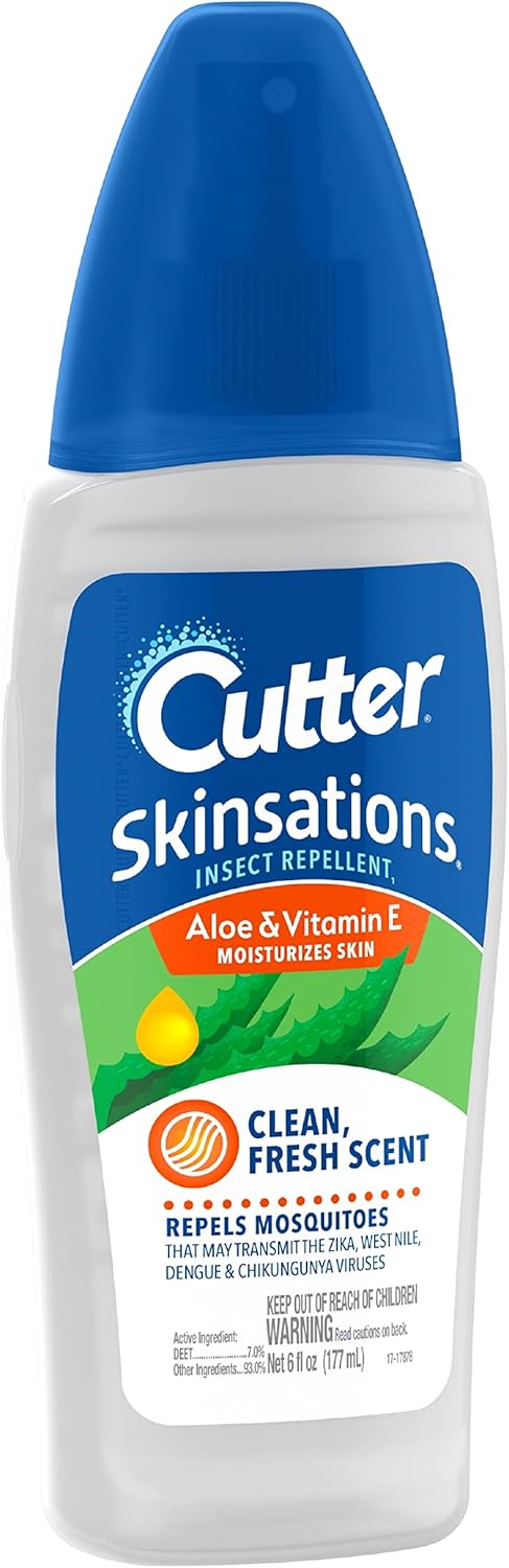Cutter Skinsations Insect Repellent, 6 fl Ounce Pump Spray, Repels Mosquitoes with 7% DEET