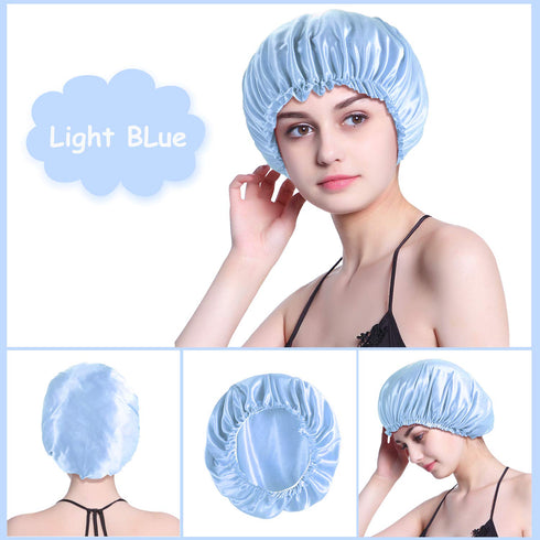 ROYBENS 4PCS Satin Bonnets for Women, Silk Sleep Cap for Curly Hair and Braids