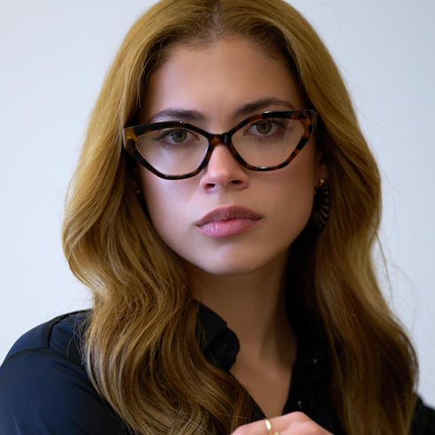 Tortoise Shell Geometric Cat Eye Reading Glasses for Women, Funky Look & Clear Vision, Sturdy Magnifying Glasses for