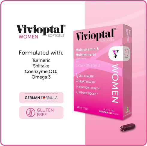 Vivioptal Women Multivitamin & Multimineral Supplement, 30 Softgels - CoQ10 & Omega 3