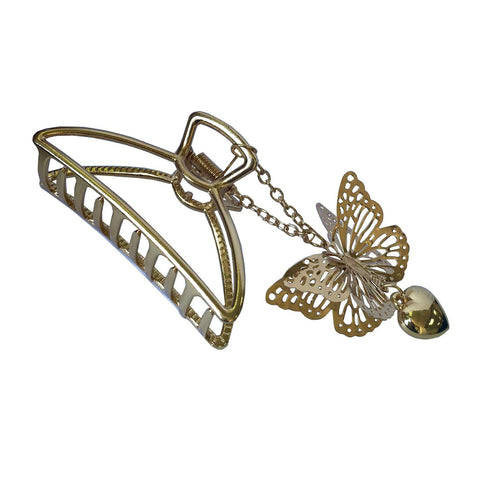 TANG SONG 4PCS Metal Hair Claw Clips – Butterfly and Heart Pendant Hair Catch Barrette Jaw Clamp for Women