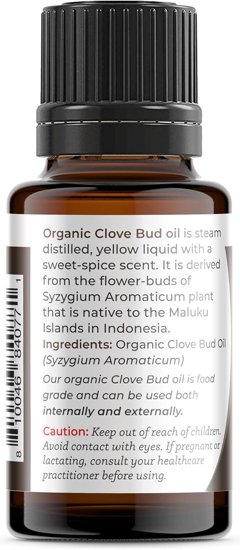 Viva Doria 100% Pure Clove Bud Essential Oil, Undiluted, USDA Certified Organic, Food Grade, 15 mL (0.5 fl oz)