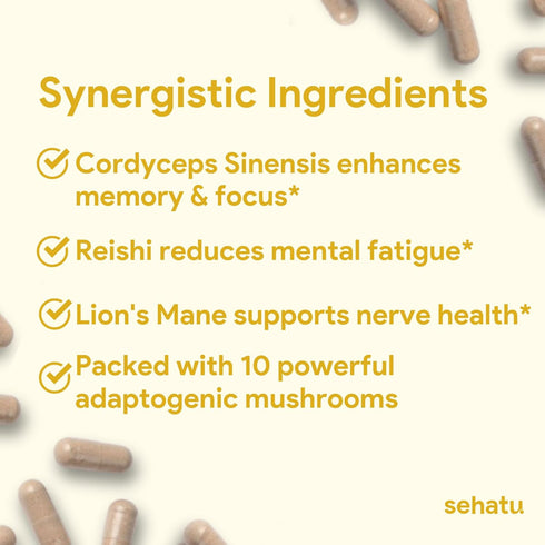 Packed 10 60 Count 30 Clarity Plus Cognitive Wellness Supplement | with Powerful Adaptogenic Mushrooms | Clear Brain