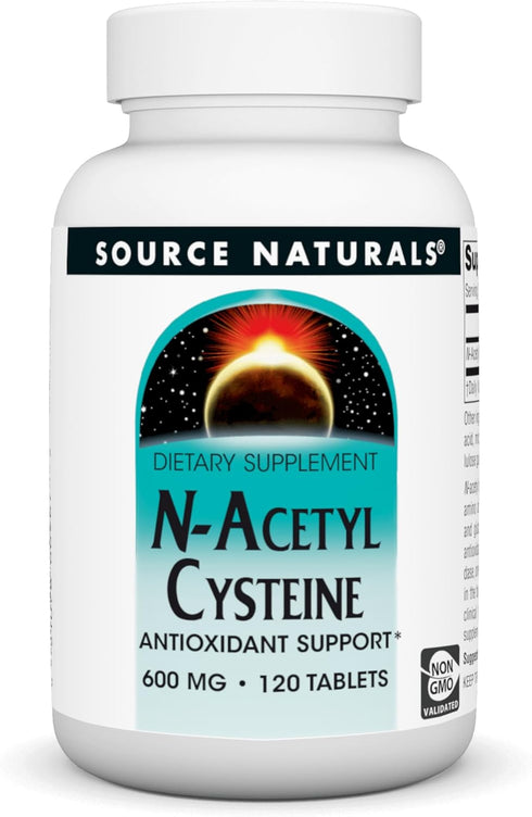 Source Naturals N-Acetyl Cysteine, 600 mg, 120 Tablets, Antioxidant Support for Respiratory Health