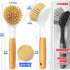 Holikme 3 Pack Dish Brush Set, Bamboo Handle Kitchen Scrub Brush for Cleaning Dish, Pot, Sink, and Stove