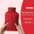 samply Hot Water Bottle with Knitted Cover, 2L Hot Water Bag for Hot and Cold Compress, Pain Relief, Red