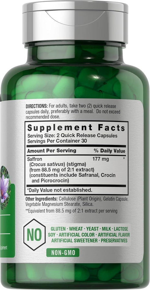 Horbaeach Saffron Extract Capsules 177 mg 60 Count | Non-GMO, Gluten Free Supplement