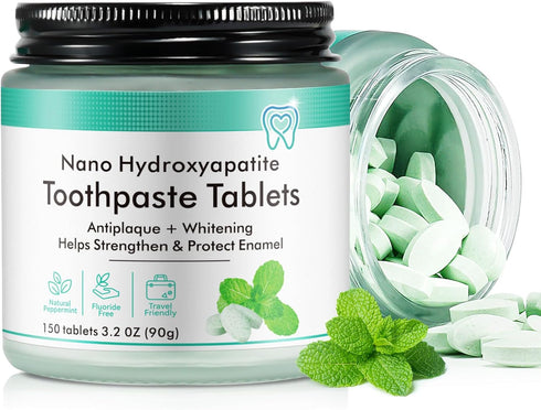NenMaoKeNu 150 Tablets Chewable Toothpaste Tablets, Sensitive Toothpaste Tablets Peppermint Flavored Strengthen Teeth,