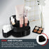 Masirs Small Rotating Makeup Organizer, Mini Cosmetic Storage Solution with Multiple Compartments, Square - Black