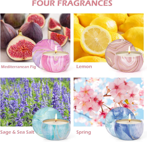 Set 4 Pack, 80 Candles Gift for Women, Aromatherapy Candles for Home Scented Hours Long Lasting, Womens Gifts