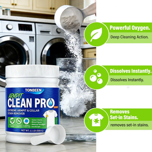 TONBEEN 500g Armpit Stain Remover Enzyme Laundry Powder - Sweat, Yellow & Deodorant Stain Remover for White Clothes