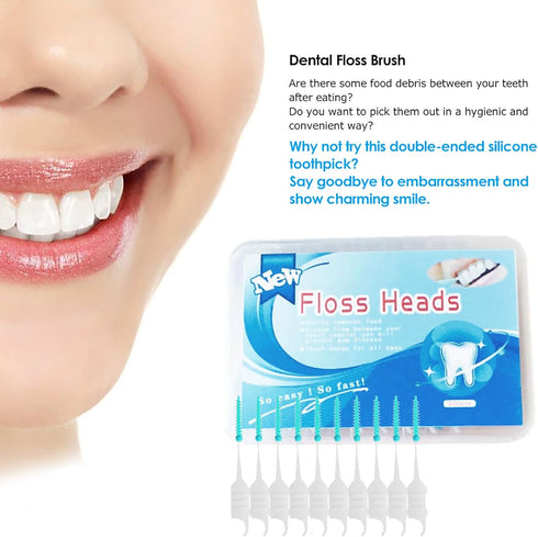 200PCS Interdental Brushes, Double-Ended Silicone Toothpick Dental Floss Picks with Disposable Bristles