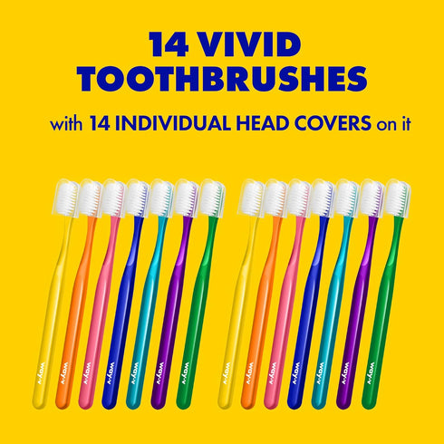 Extra Soft Toothbrush Refill for Adults, 14 Pcs Manual Toothbrushes with Individual Head Covers for Sensitive Gums
