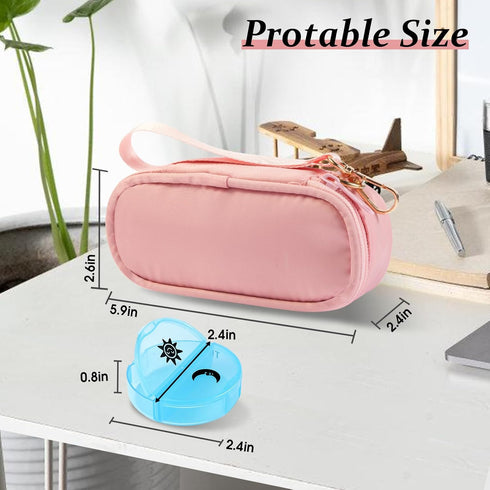 XHGWJSX 2 7 Weekly Pill Organizer Times a Day, Travel Pill Box Day with Large Opening, Pill Case with Handle, Pill