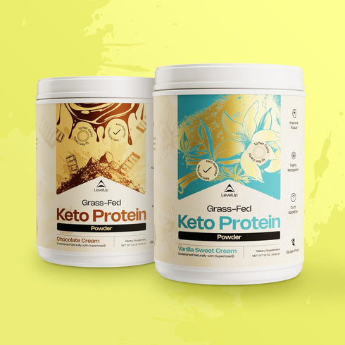 LevelUp WINNER - BEST KETO PROTEIN Grass-fed Collagen Protein Powder, C8 MCT Oil, Whey Protein Isolate, Irish Butter,