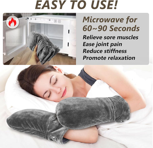 Heated Mitts for Arthritis, Microwavable Hand Warmer for Stiff Joints, Unscented Therapy Mittens, Grey