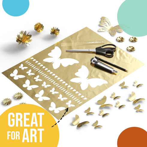 Crown Display Metallic Gold Foil Sheets, 100 Sheets 15 In X 20 In for Gift Wrapping and Crafts, Gold Foil Wrap