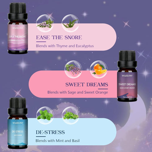 WUSEONY Set Set 6 Sleep Essential Oils for Diffusers for Home, of Essential Oil Blend Aromatherapy - Eucalyptus