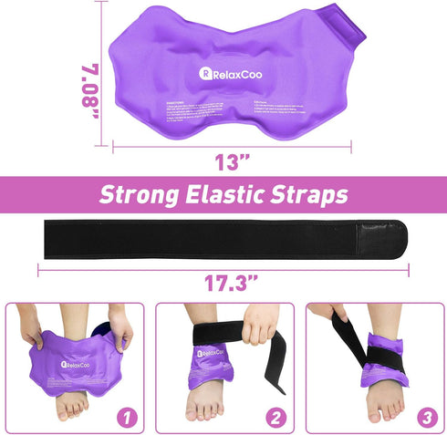 2 Pack Ankle Ice Pack Wrap - Reusable Gel Ice Pack for Foot Ankle Heel, Cold Compress Therapy for Pain Relief,