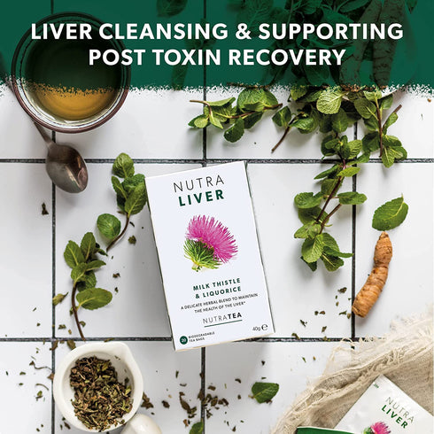 NUTRALIVER Detox Tea for Liver Cleansing with Milk Thistle, Turmeric & Fennel, 20 Tea Bags