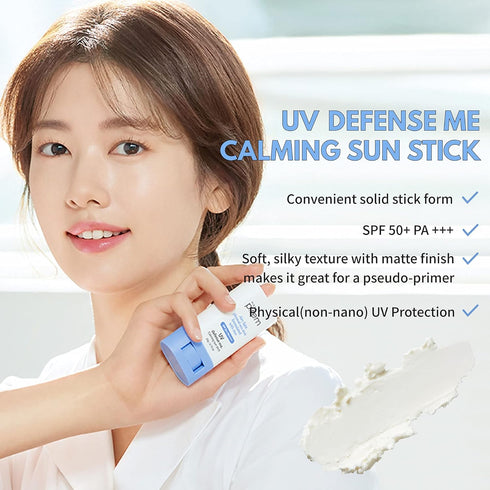 MAKEPREM Calming Sun Stick Sunblock SPF 50+ PA++++ for Sensitive Oily Acne-Prone Skin, 0.7 Oz, Vegan, Reef-Safe