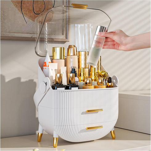 Makeup Organizer Skincare Organizers - Cosmetic Display Cases with Transparent Cover for Bathroom Countertop, Lipstick