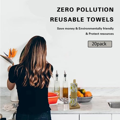 Reusable Paper Towel Rolls, 20 Pack, Washable Napkin Cloth, 100% Cotton, Super Soft, Absorbent, Lemon