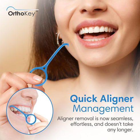 OrthoKey Clear Aligner Removal Tool - Invisible Braces & Retainer Remover Key | Dental-Grade Supplies (2-Pack) Blue