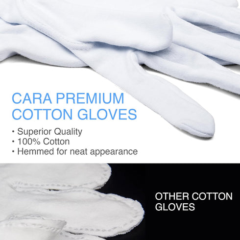 Moisturizing Eczema 100% Premium Cotton Gloves, Large, White, Cara, 1 Pair