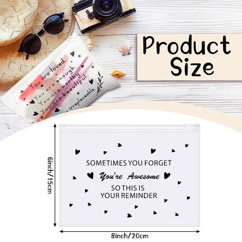 Sotiff 60 Pcs Bulk Inspirational Gifts for Women, Inspirational Makeup Bags EVA Cosmetic Toiletry Bags Thank You Encouragement Church Gifts for Friends Mom Coworker(8 x 6 Inch, Awesome/Loved)