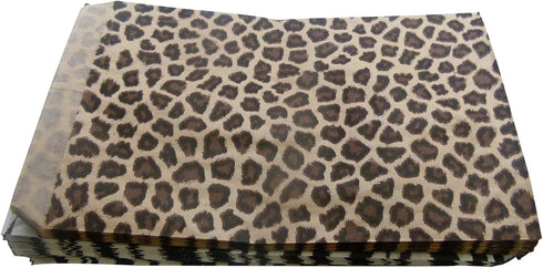 N'icePackaging 50 Qty 5" x 7" Cheetah Leopard Print Flat Paper Gift Bags for Candy, Cookies, Party Favors