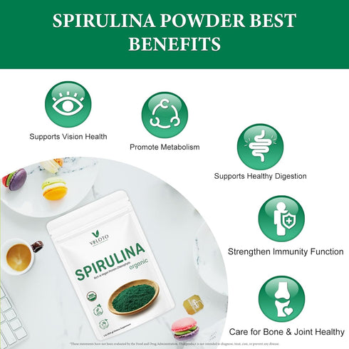 Spirulina Powder Organic: Superfood Powder for Immune Support, Natural Antioxidants & Vitamins, 1 Pound